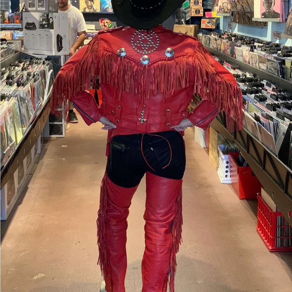 Red Fringe Western Jacket and Chaps